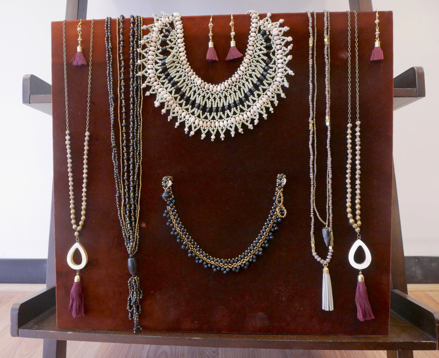 Beaded Bracelets, Earrings and Necklaces