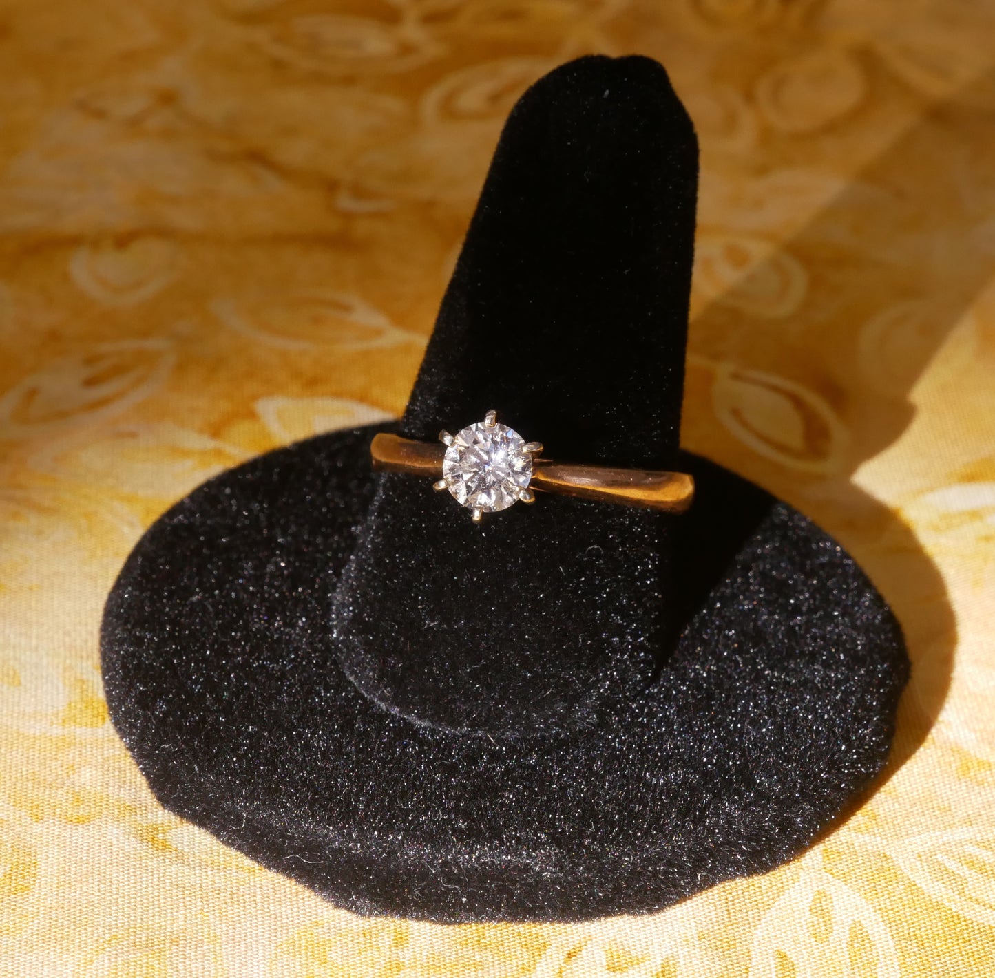 Six Prong Diamond Ring with Gold Band