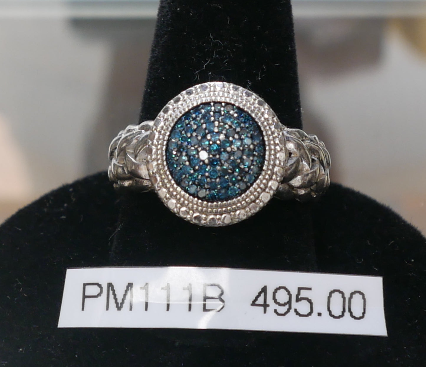 .5 Carat Blue Diamond Sterling Silver Ring