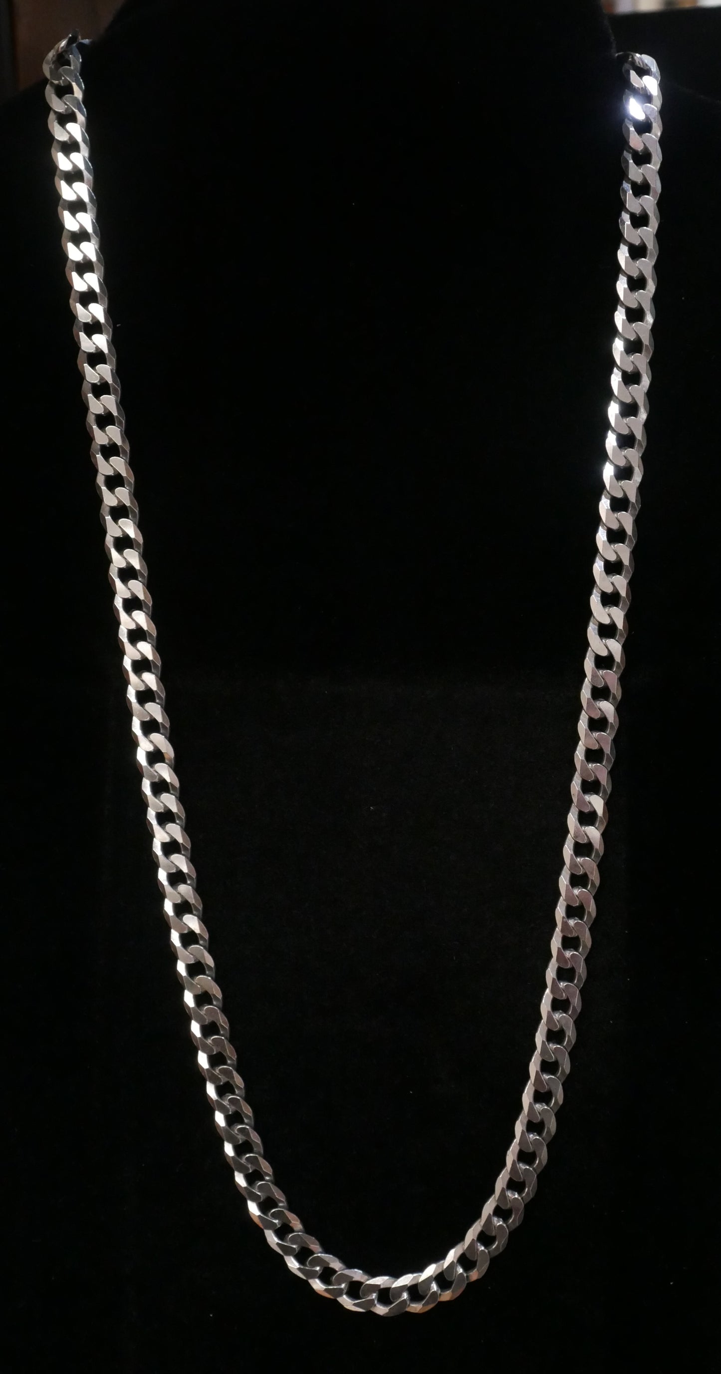 Silver Flat Curb Link Chain Necklace