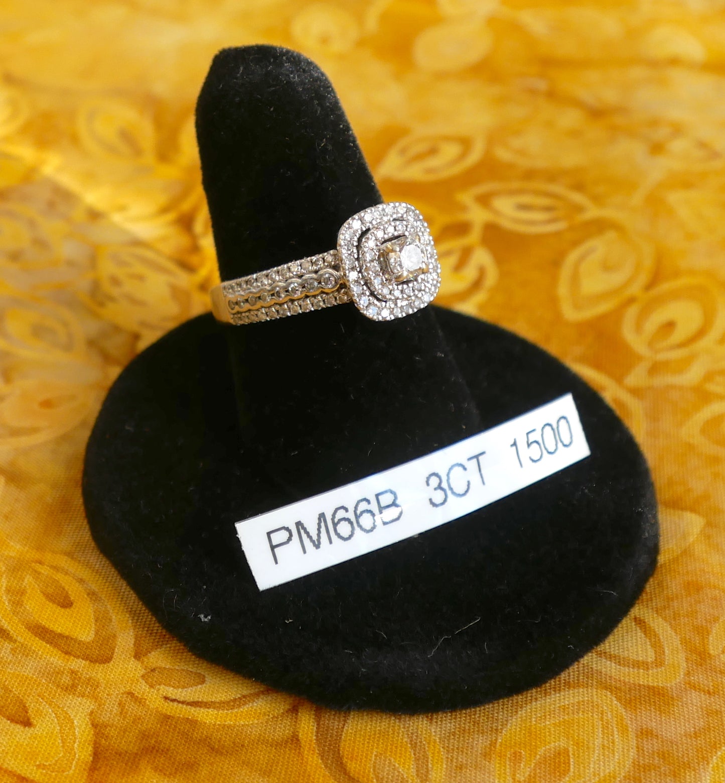 3 Carat Diamond Ring with Jewel Encrusted White Gold Band