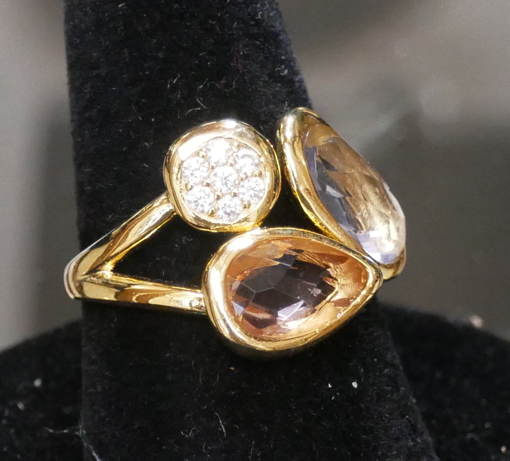 Gold Colored Ring with Decorative Gems