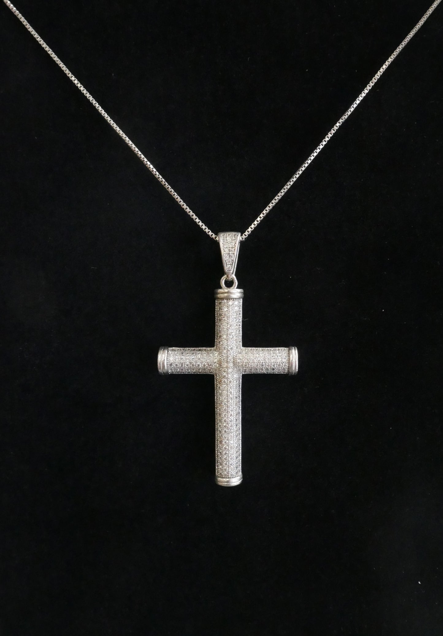 Diamond Studded Cross Pendant Necklace