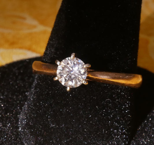 Six Prong Diamond Ring with Gold Band