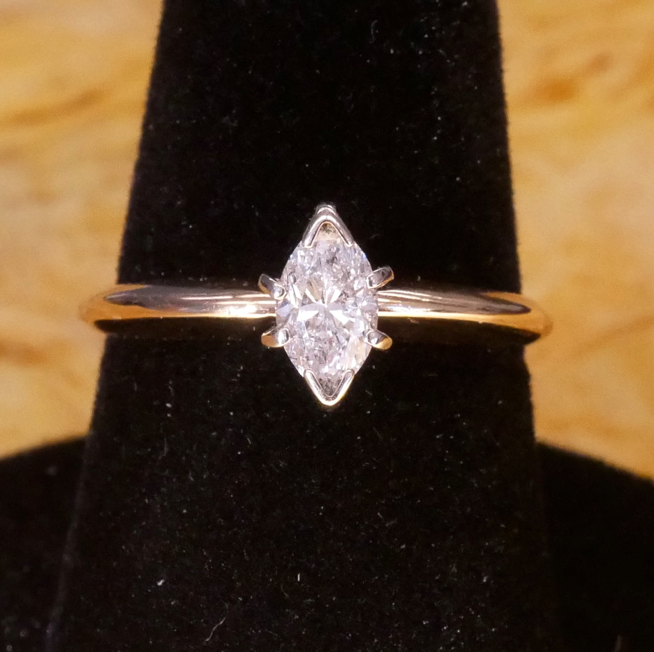 Marquise Diamond Ring with Gold Band