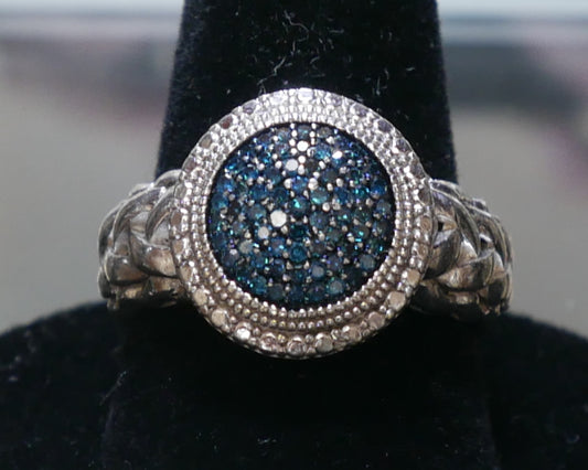 .5 Carat Blue Diamond Sterling Silver Ring
