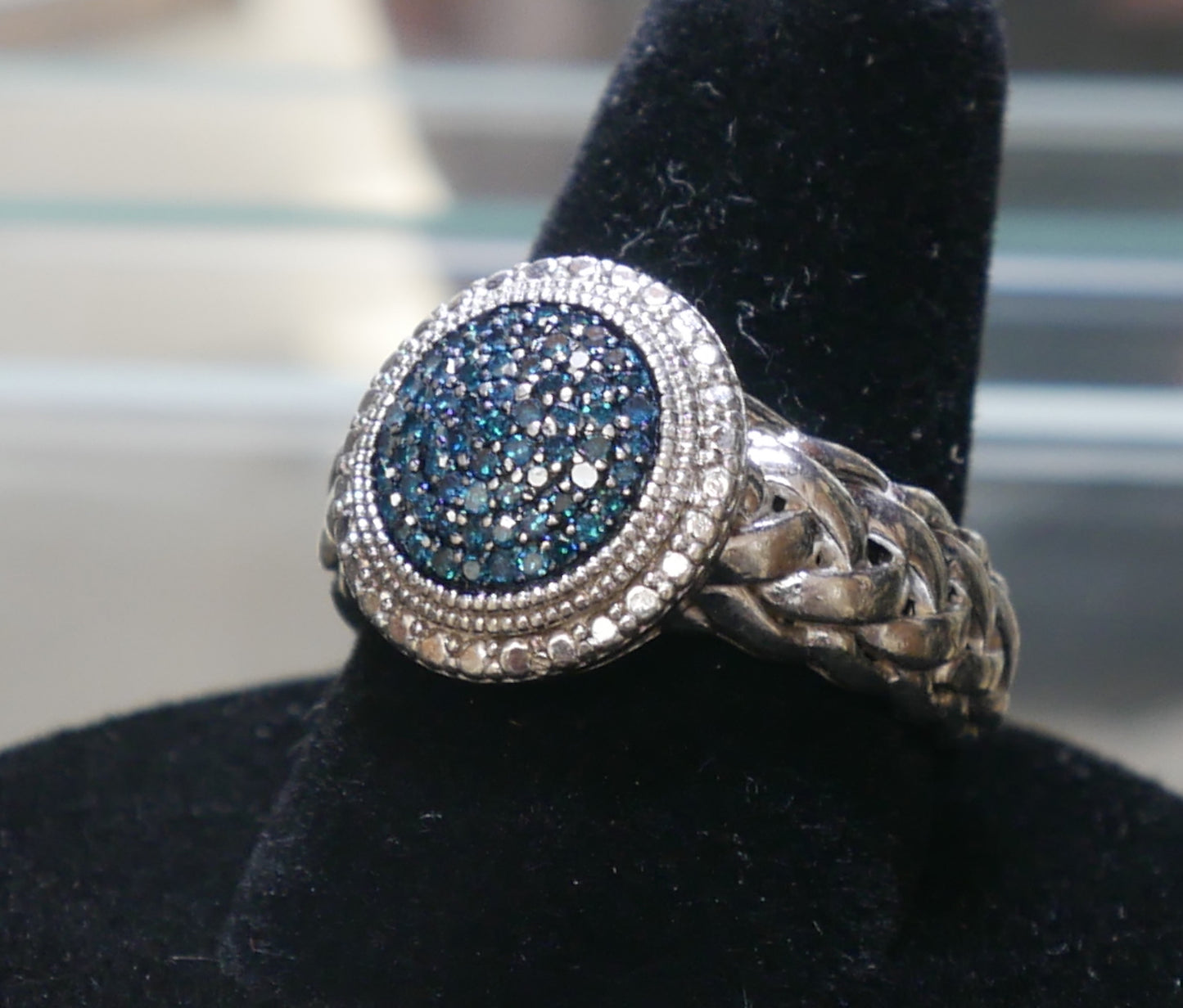 .5 Carat Blue Diamond Sterling Silver Ring