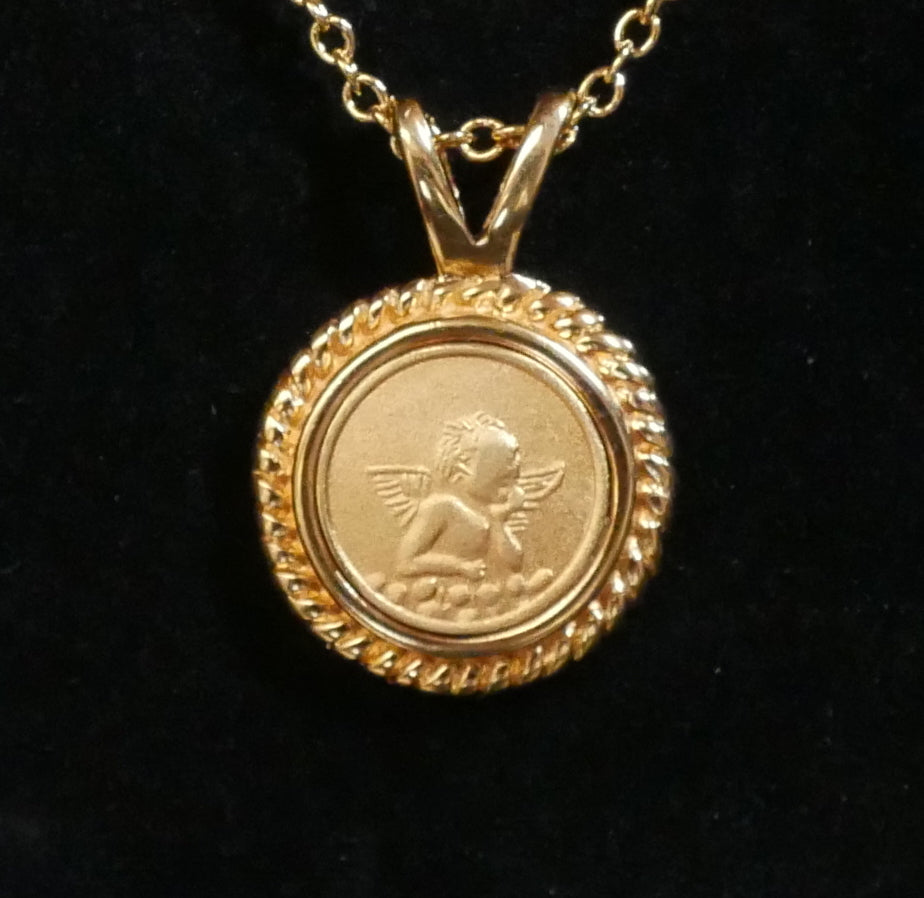 Gold Guardian Angel Pendant Necklace