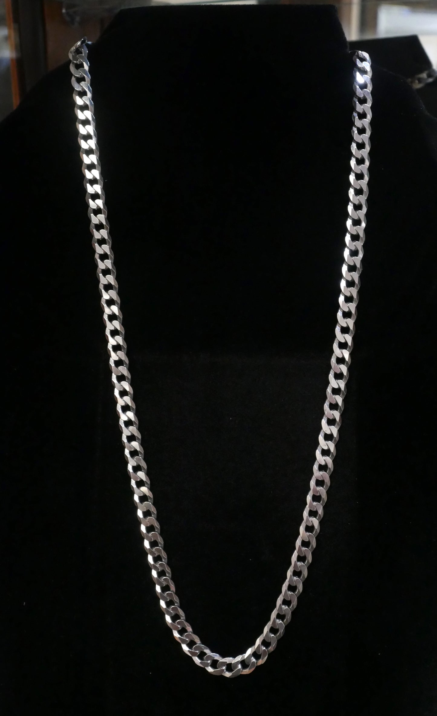 Silver Flat Curb Link Chain Necklace